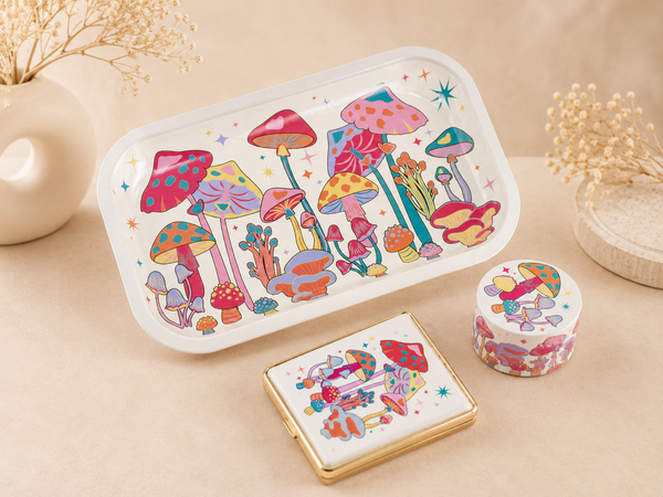Colorful musheroom rolling tray