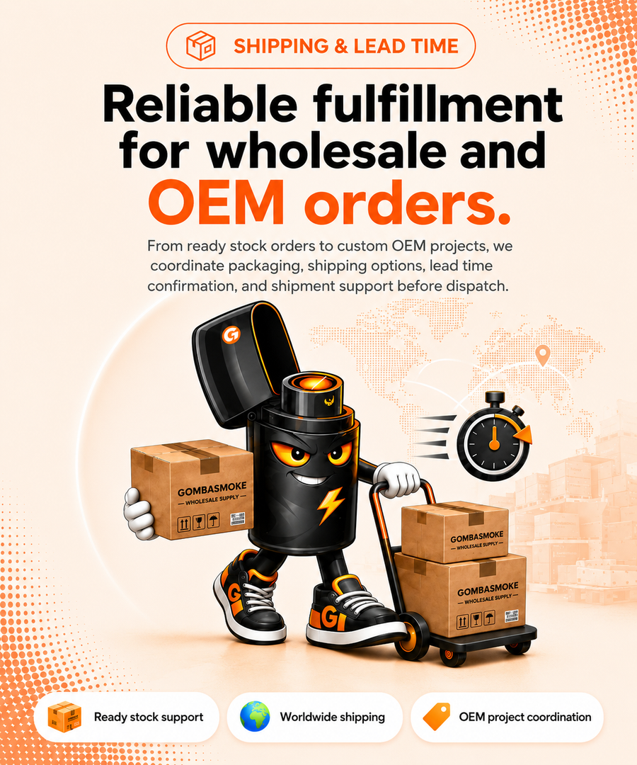 Gombasmoke shipping and lead time mobile banner